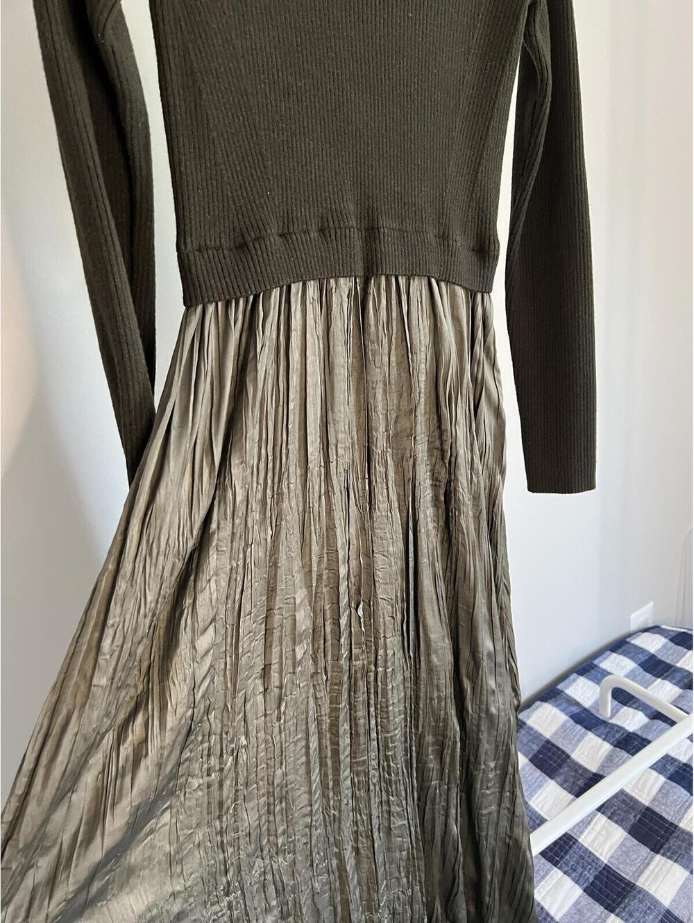 Miou Muse Green Sweater Combo Woven Maxi Dress, Medium - Picture 6 of 9